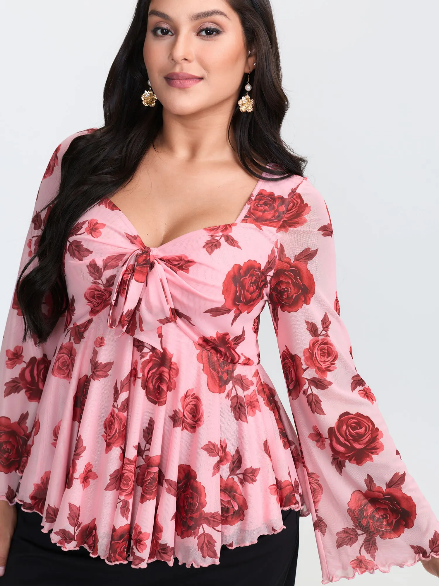 Rosy Romance Sweetheart Neckline Stretchy Blouse sold by Bloomchic product image thumbnail 2
