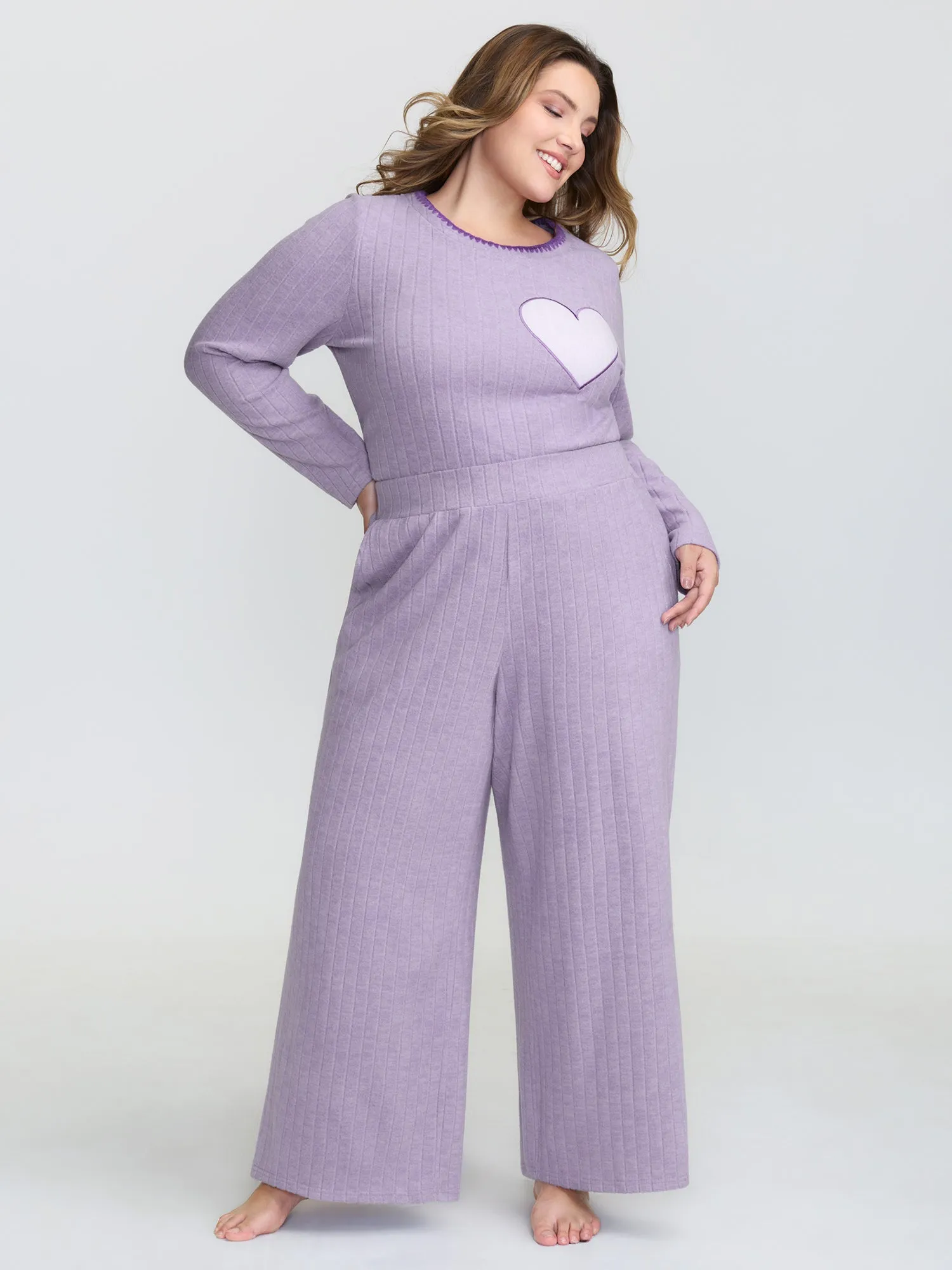 Brushed Ribbed Wide-Leg Lounge Bottoms sold by Bloomchic product image thumbnail 2