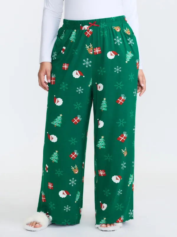 Cozy Holiday Print Lounge Bottoms sold by Bloomchic