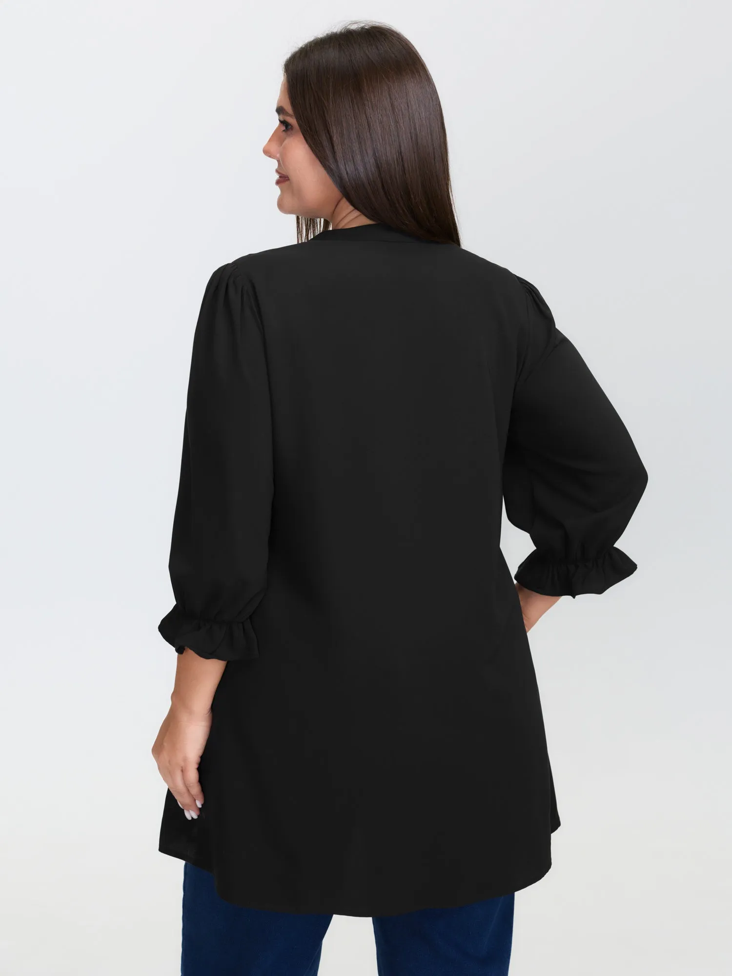 Overlap Hem Stretchy Cuff Sleeve Blouse sold by Bloomchic product image thumbnail 4