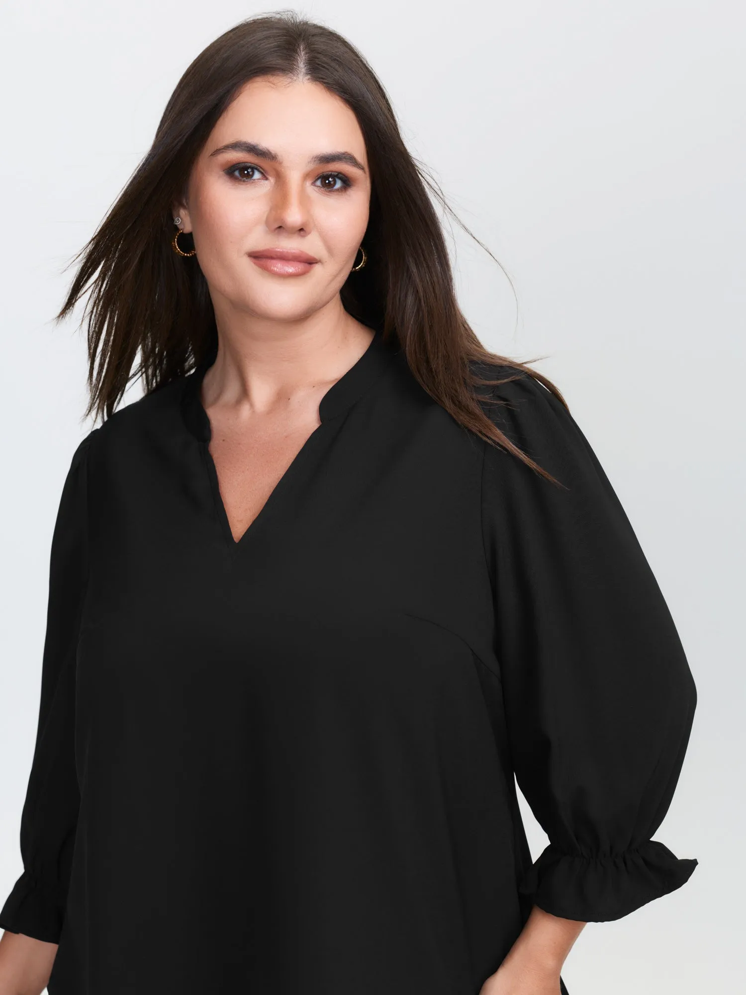 Overlap Hem Stretchy Cuff Sleeve Blouse sold by Bloomchic product image thumbnail 3