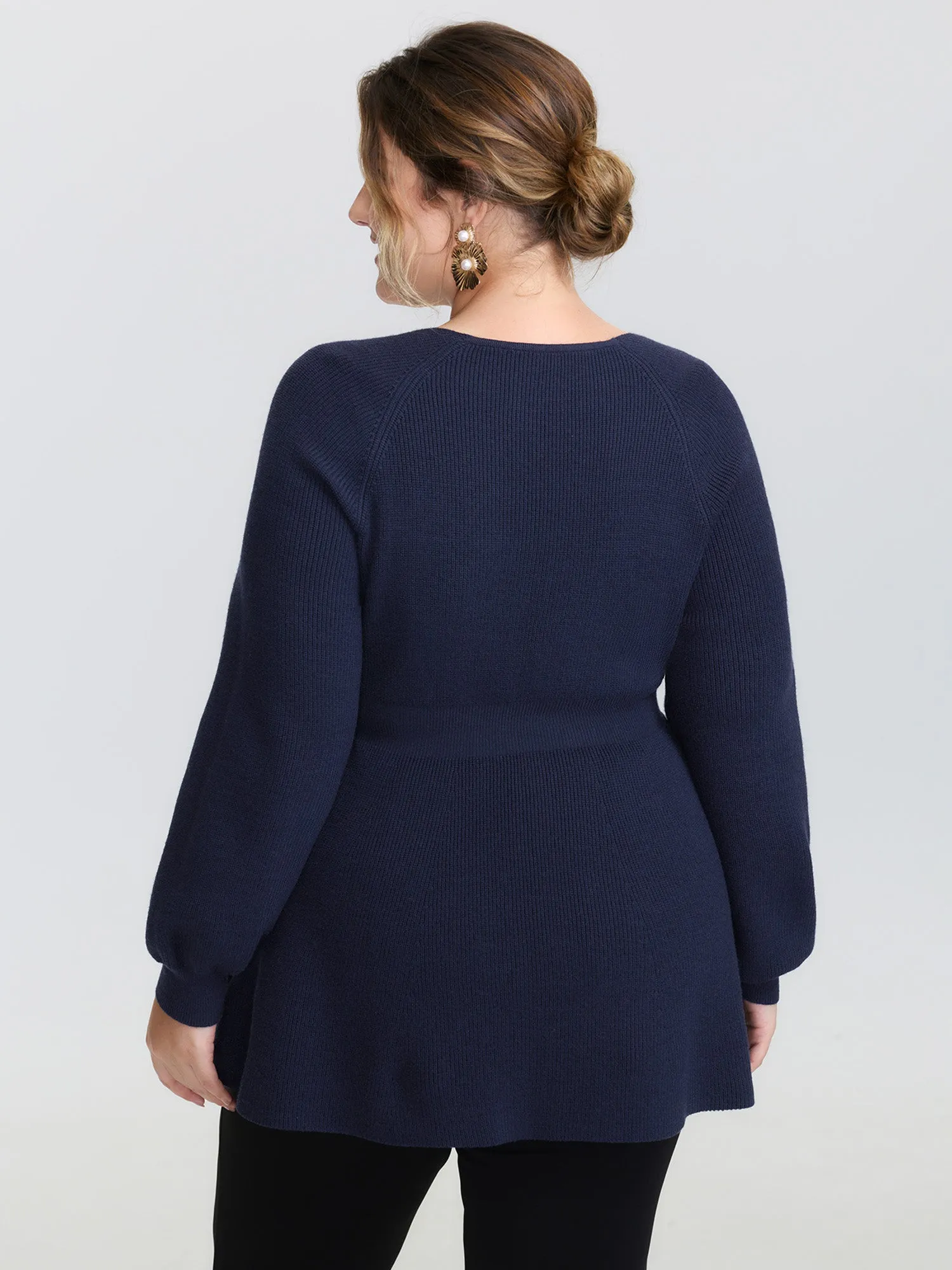 Scoop Neck Cinched-Waist Textured Pullover sold by Bloomchic product image thumbnail 4