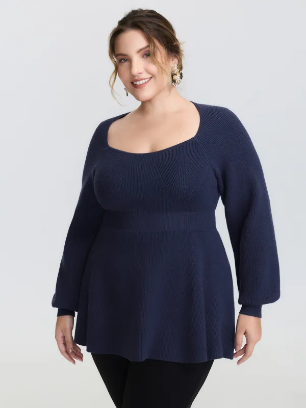 Scoop Neck Cinched-Waist Textured Pullover sold by Bloomchic