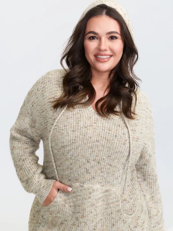 Heather Hooded Pocket Ribbed Hem Pullover sold by Bloomchic