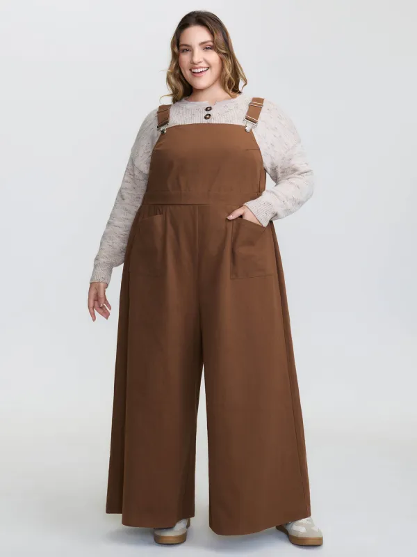 Adjustable Overall Strap Wide-Leg Jumpsuit sold by Bloomchic