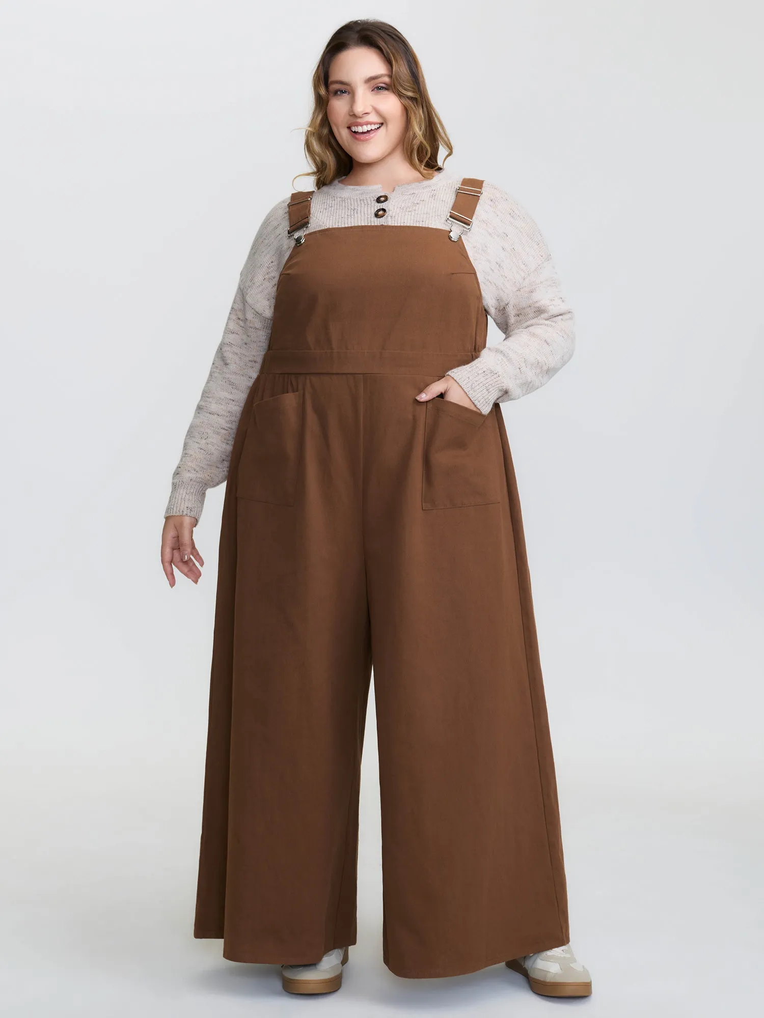 Adjustable Overall Strap Wide-Leg Jumpsuit sold by Bloomchic