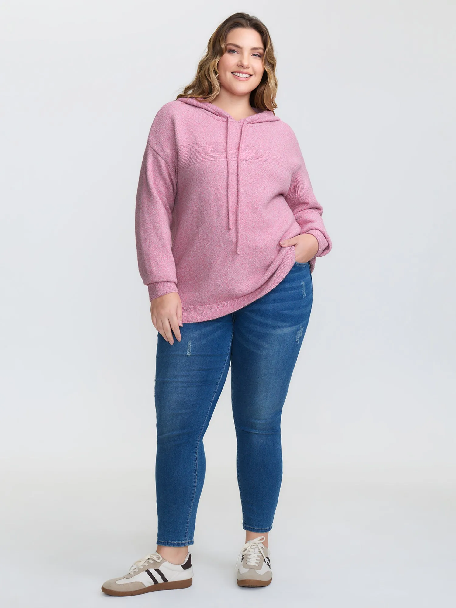 Textured Hooded Relaxed-Fit Pullover sold by Bloomchic product image thumbnail 3