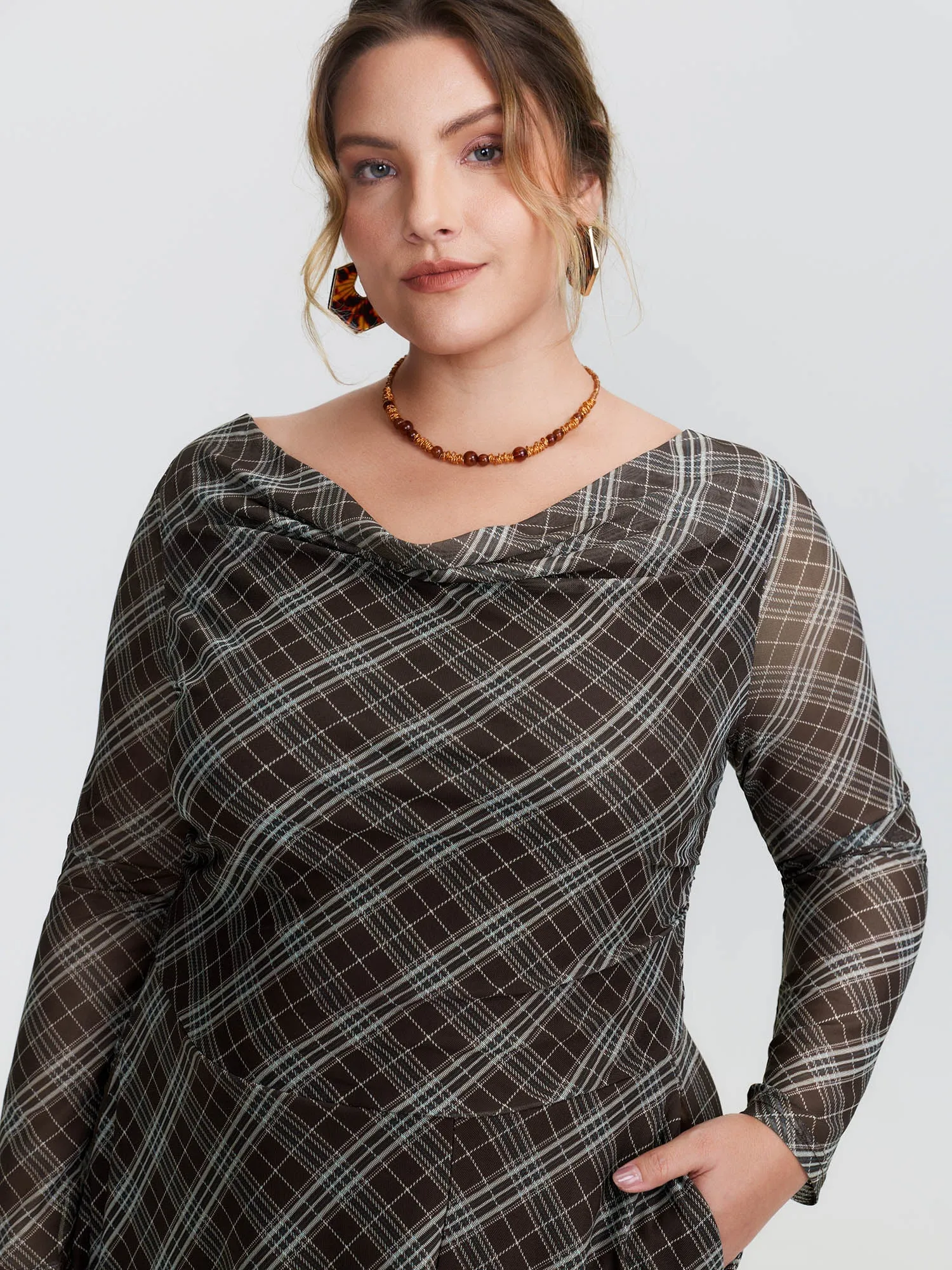 Stretchy Cowl Neckline Slit Pockets Maxi Dress sold by Bloomchic product image thumbnail 3