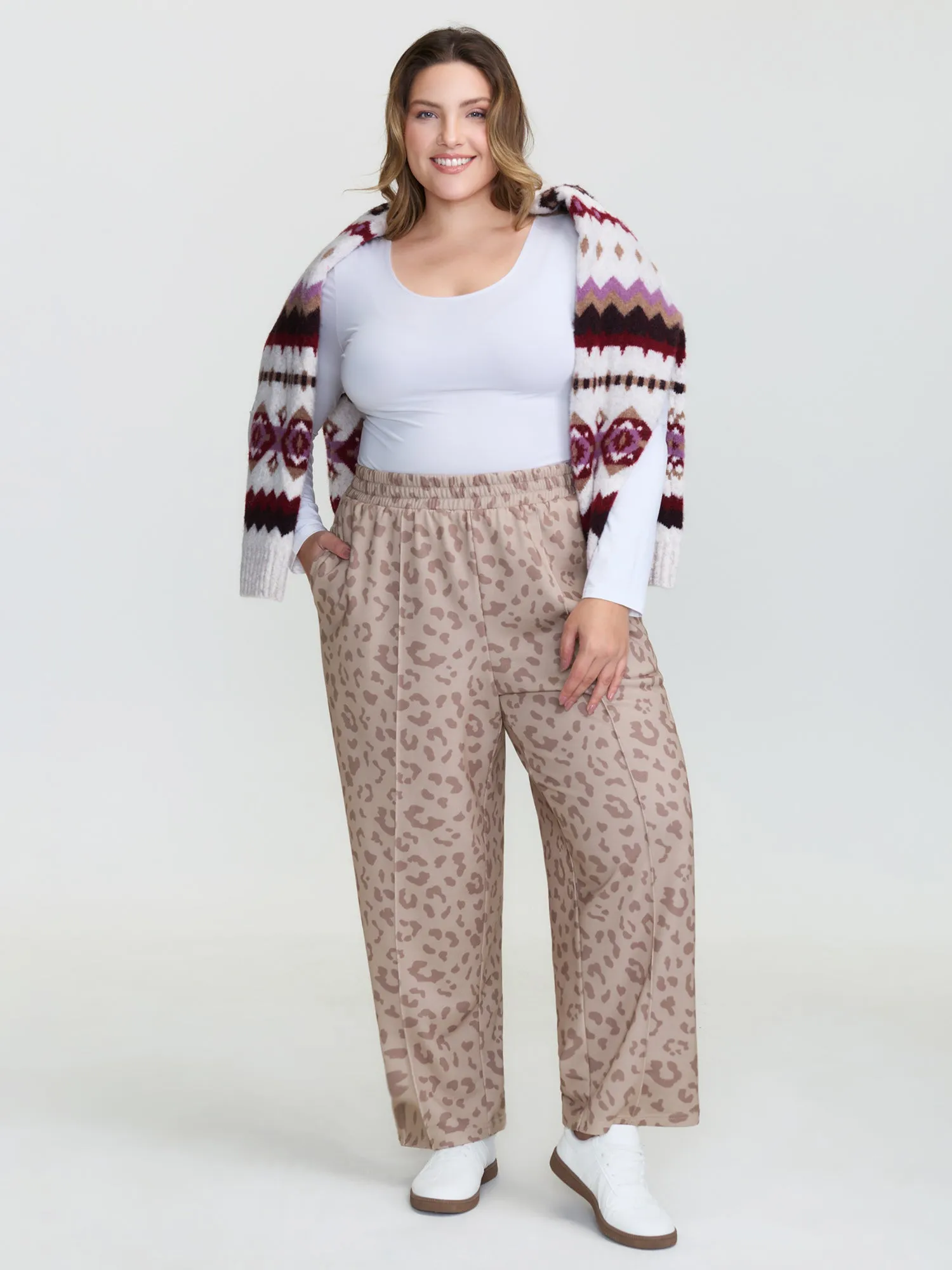 Leopard Seamed Shirred Waistband Pants sold by Bloomchic product image thumbnail 2
