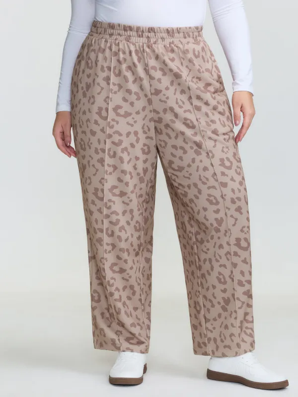 Leopard Seamed Shirred Waistband Pants made by Bloomchic