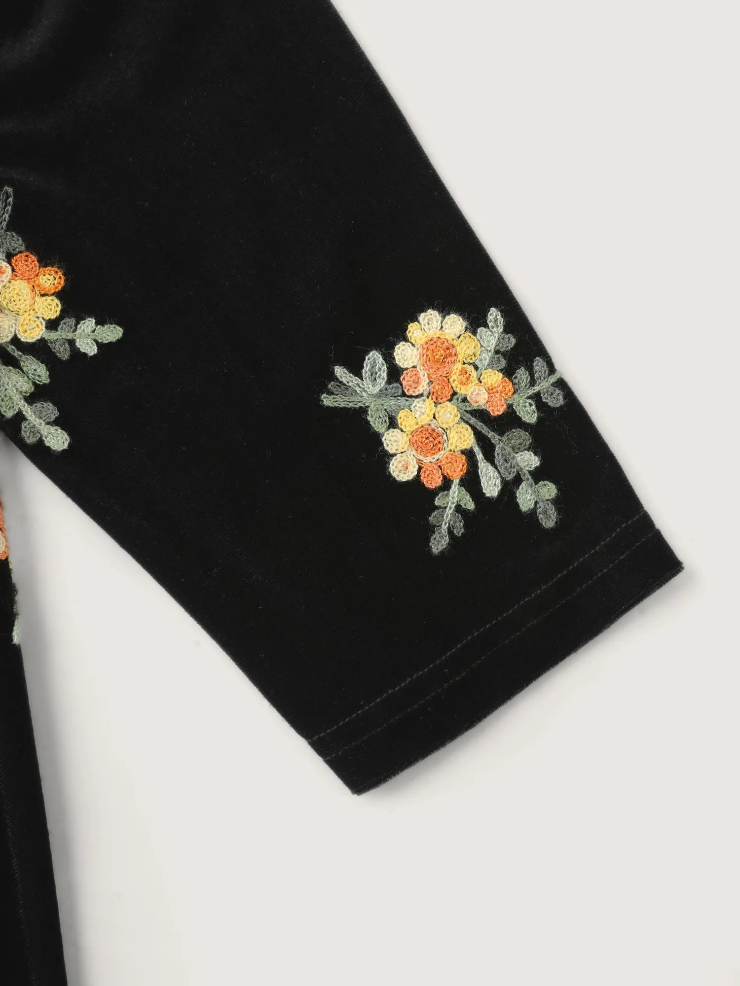 Velvet Floral Embroidered Pockets Midi Dress sold by Bloomchic product image thumbnail 5