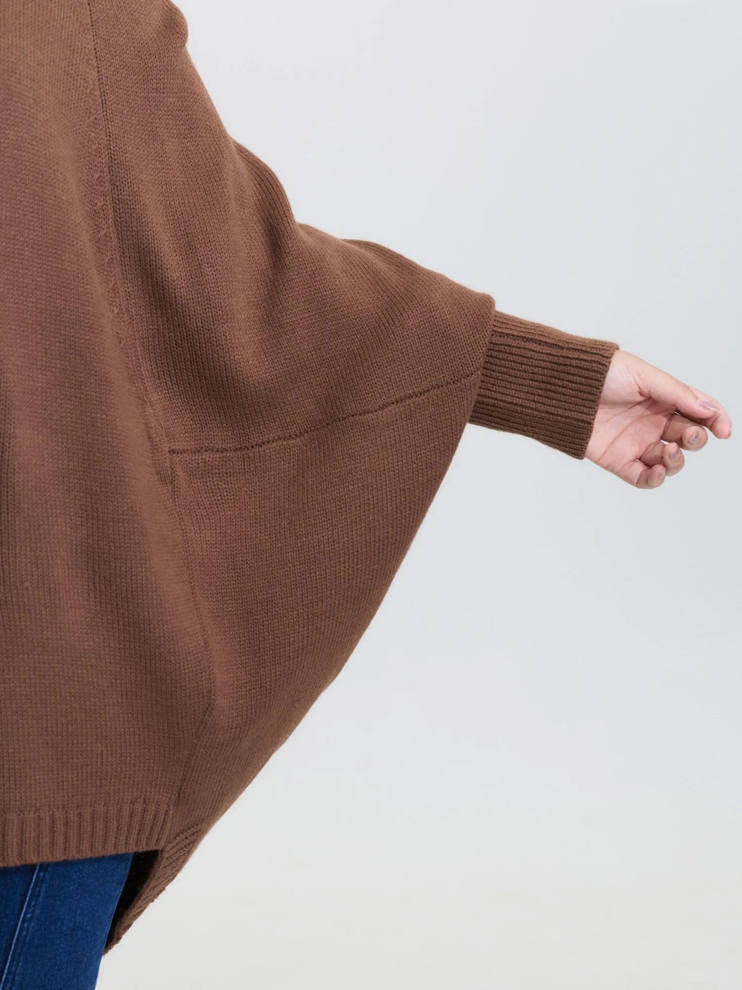 Coccoon Shaped Hooded Front-Open Knit Cardigan sold by Bloomchic product image thumbnail 3