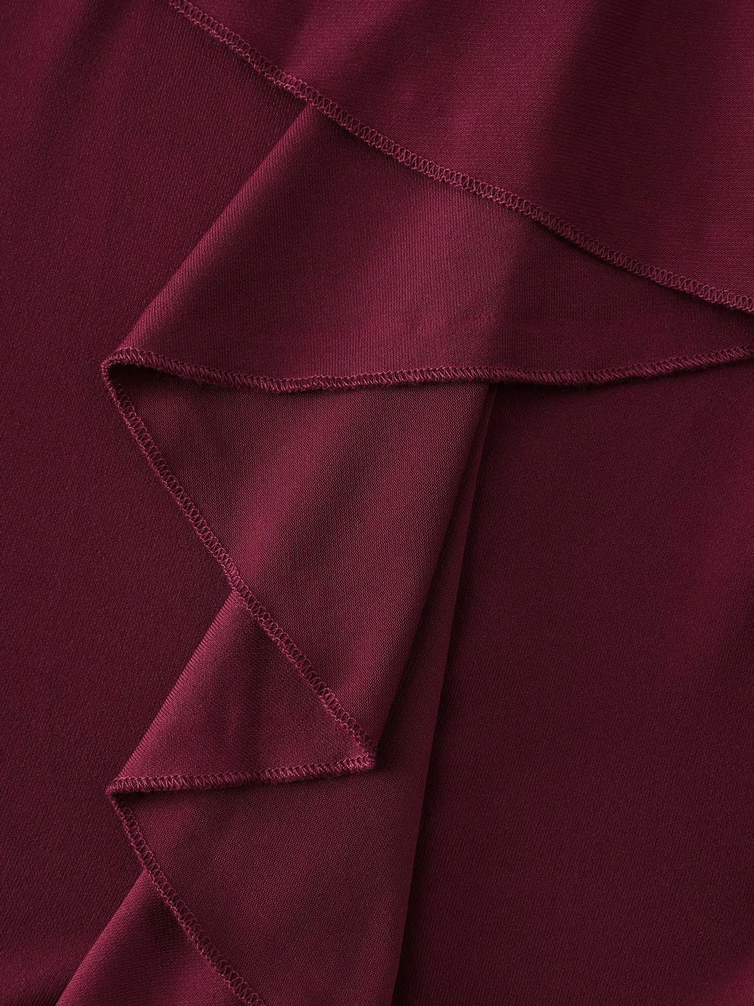 Stretchy Pleated Ruffed Hem Bodycon Fit Midi Dress sold by Bloomchic product image thumbnail 5