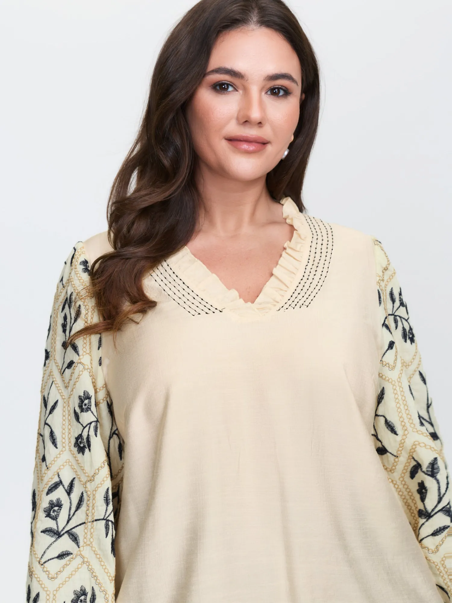 Floral Embroidered Sleeve Rayon Blouse sold by Bloomchic product image thumbnail 2