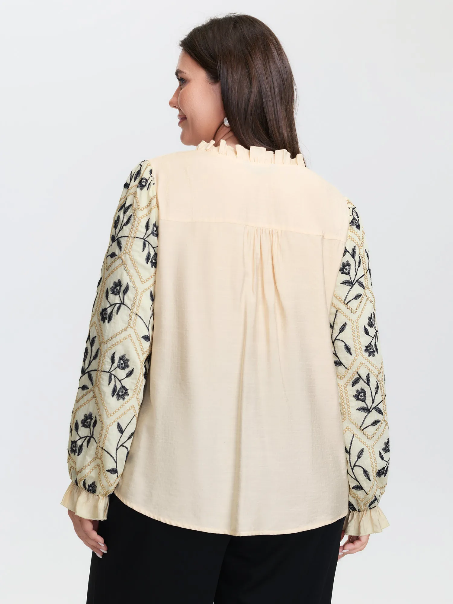 Floral Embroidered Sleeve Rayon Blouse sold by Bloomchic product image thumbnail 4