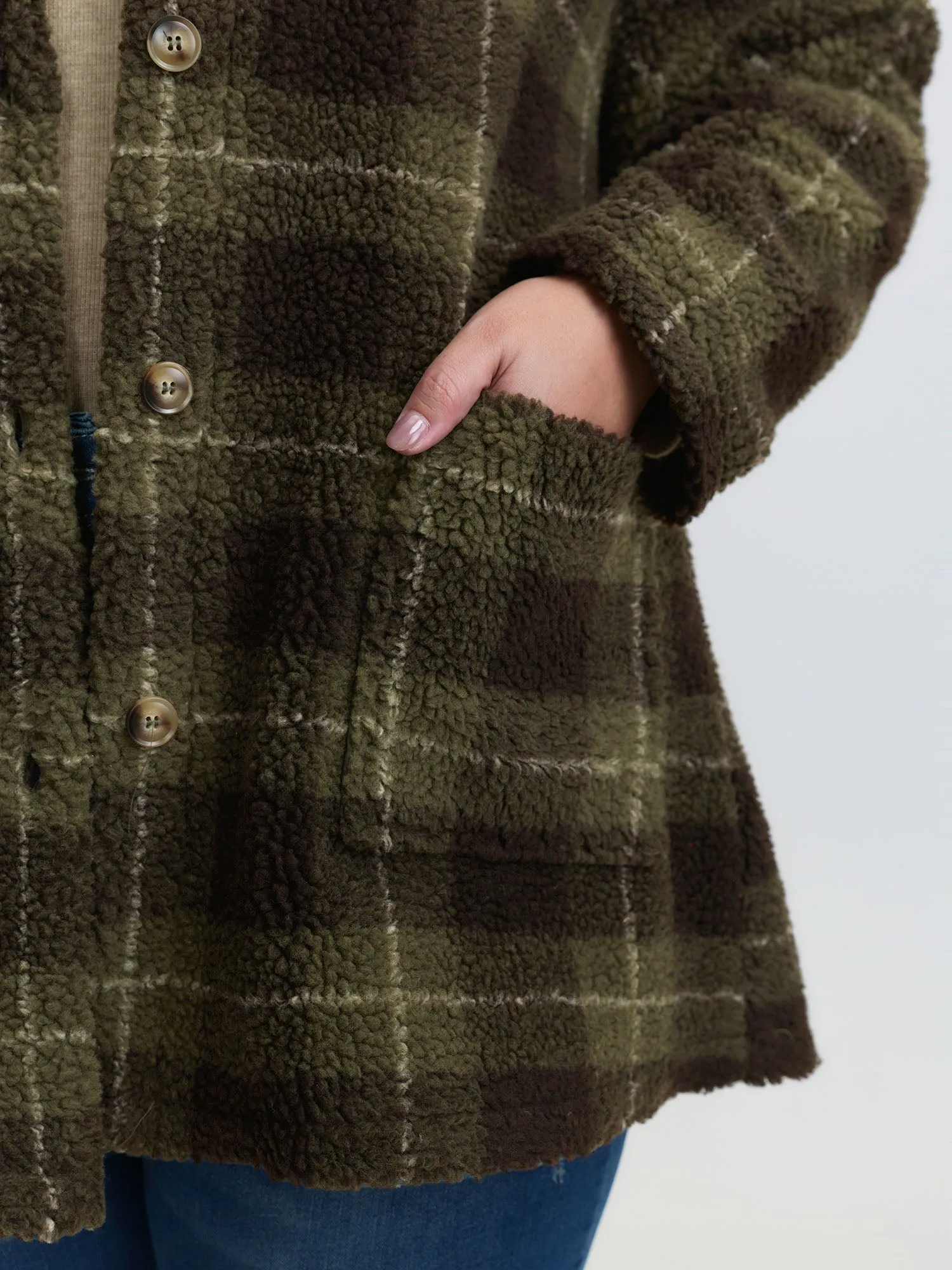 Plaid Pockets Button-Down Coat sold by Bloomchic product image thumbnail 4