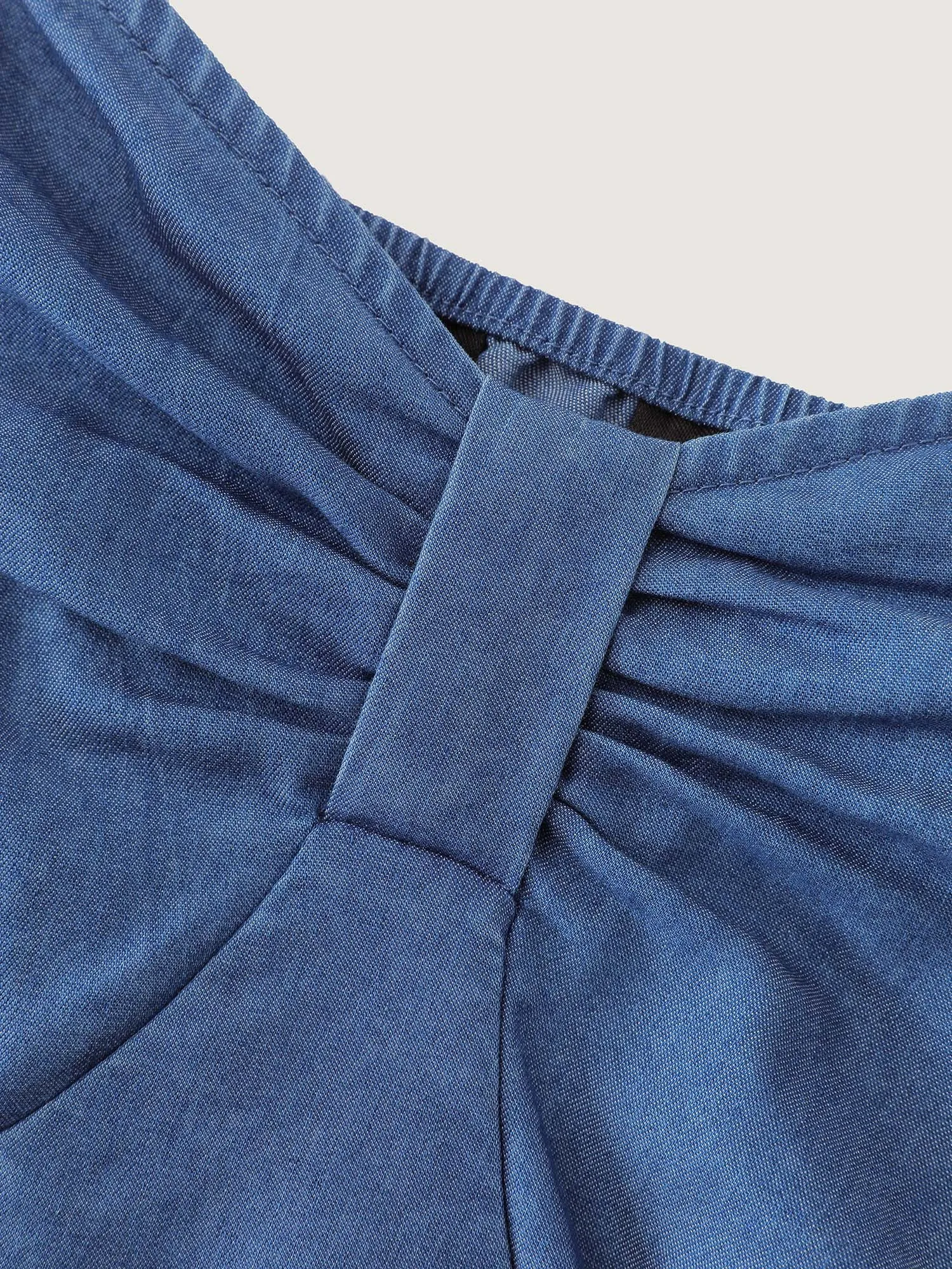 Denim Shirred Back Sweetheart Neck Blouse sold by Bloomchic product image thumbnail 5