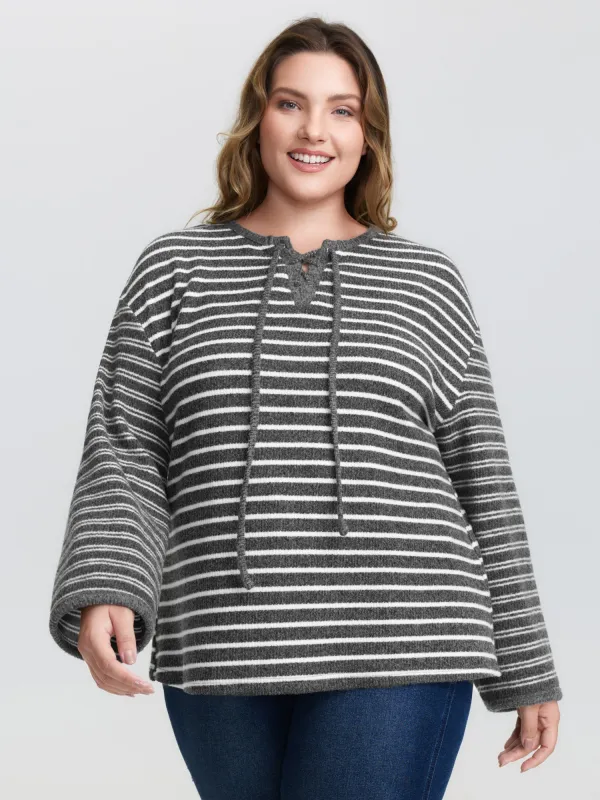 Ribbed Stripe Textured Neck-Tie T-Shirt sold by Bloomchic