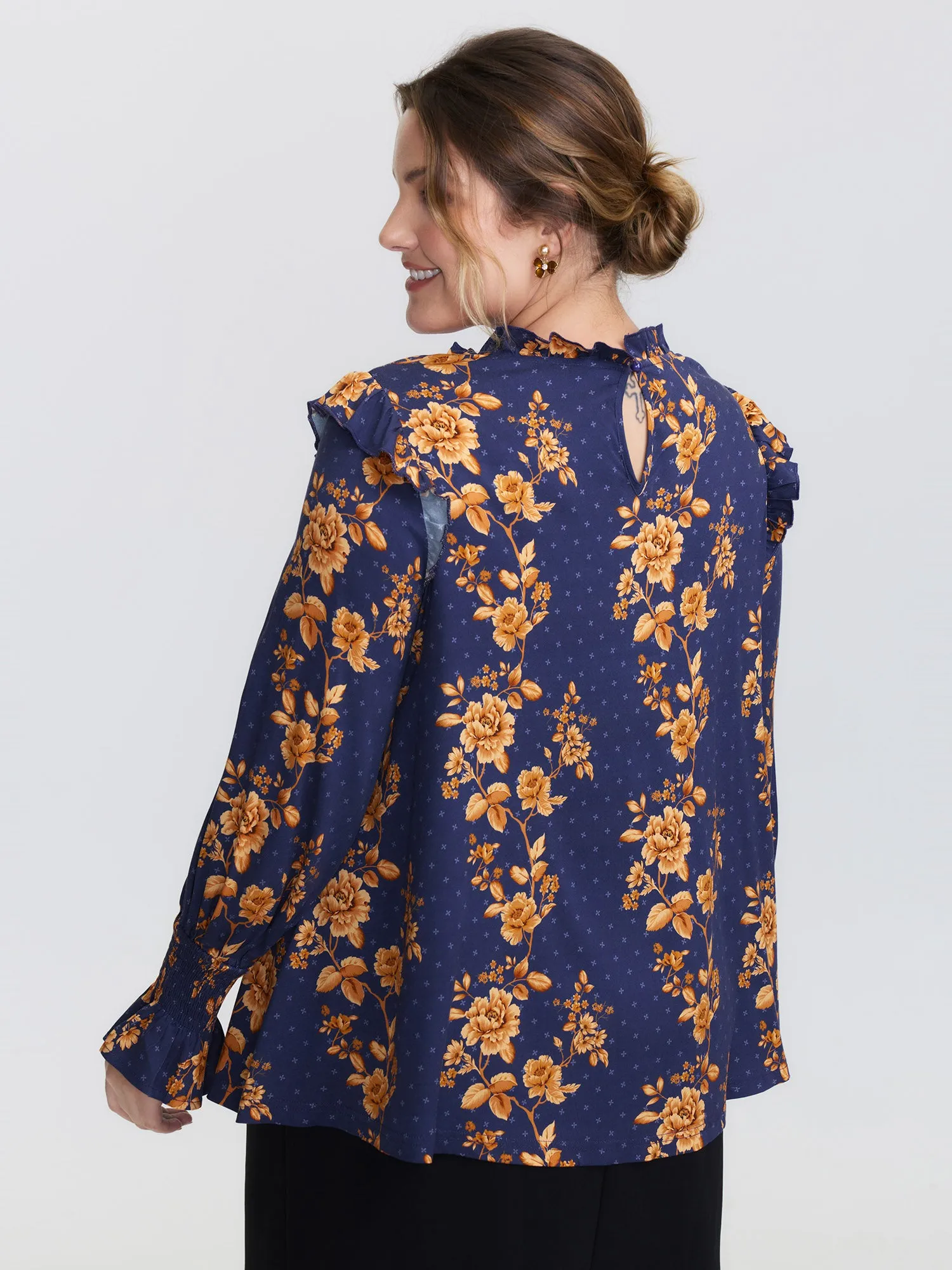 Floral Layered Ruffled Neckline Blouse sold by Bloomchic product image thumbnail 4