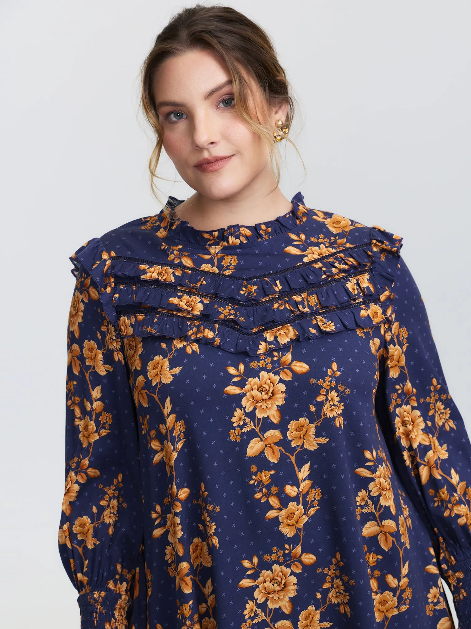 Floral Layered Ruffled Neckline Blouse sold by Bloomchic product image thumbnail 3