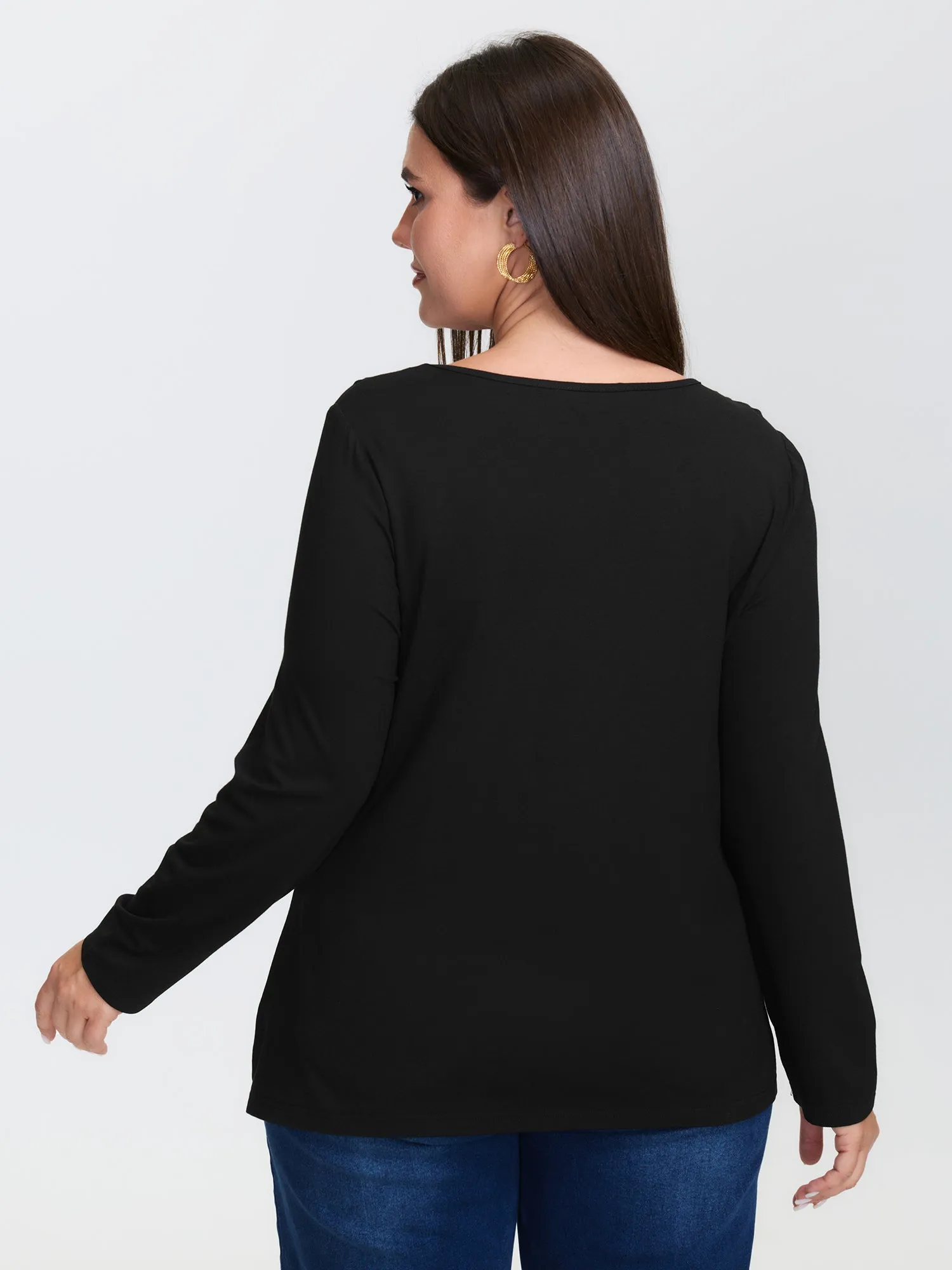 Knotted Side Neckline Stretchy Knit Top sold by Bloomchic product image thumbnail 4