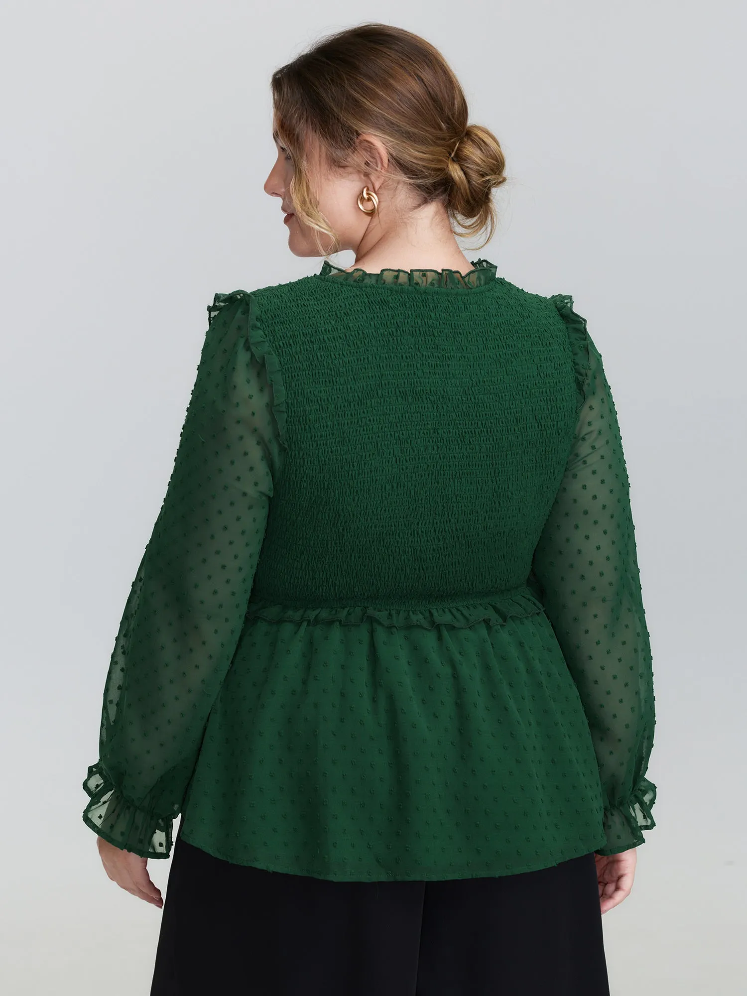 Shirred Textured Neck-Tie Blouse sold by Bloomchic product image thumbnail 4