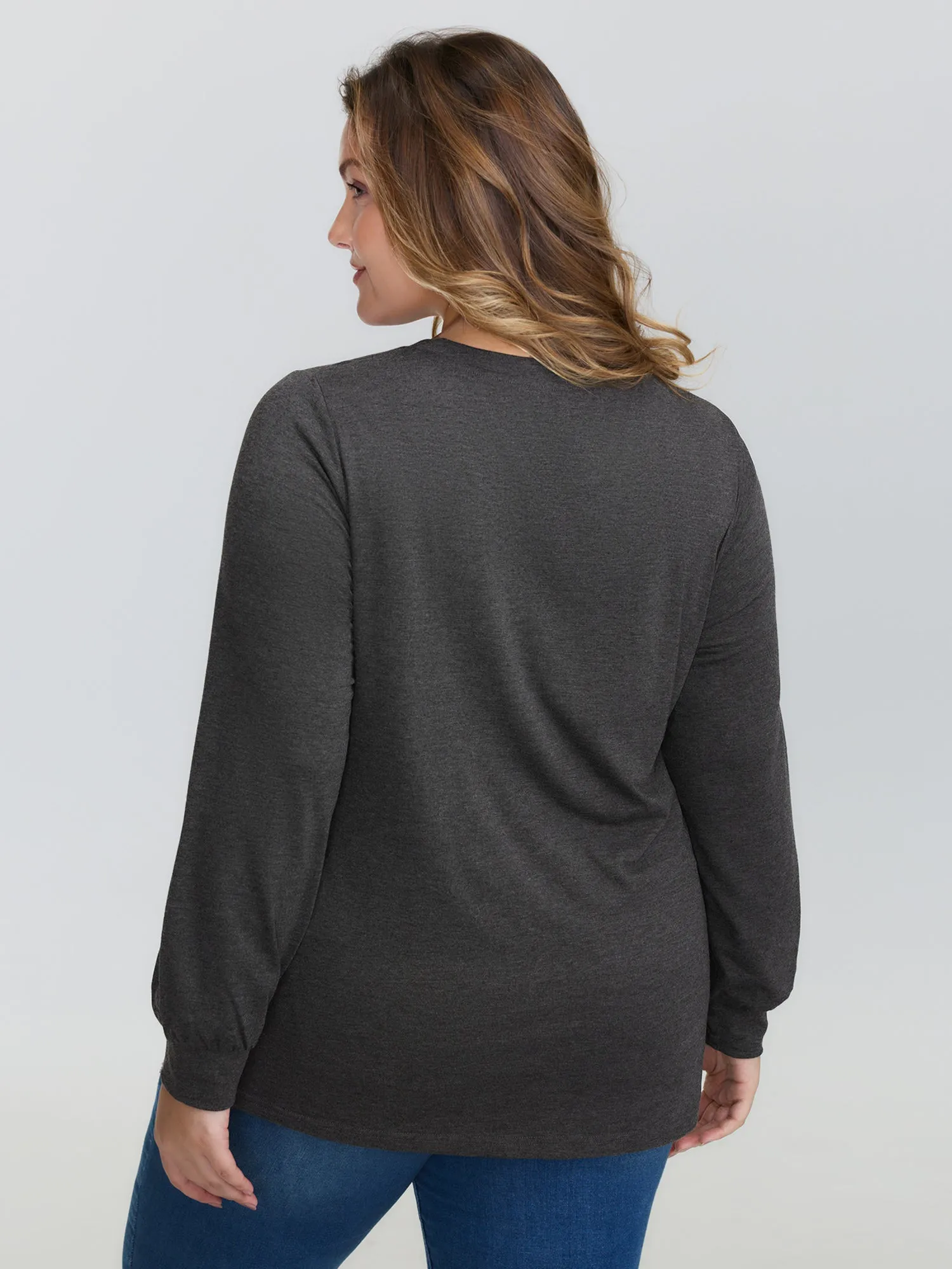 Floral Applique Embroidery Stretchy T-Shirt sold by Bloomchic product image thumbnail 4