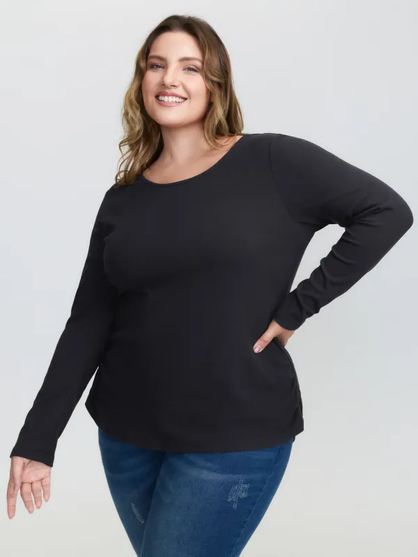 Ribbed Round Neck Cozy T-Shirt sold by Bloomchic