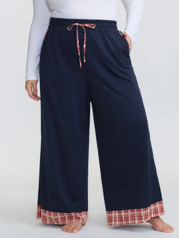 Gingham Edges Stretchy Drawstring Lounge Bottoms sold by Bloomchic