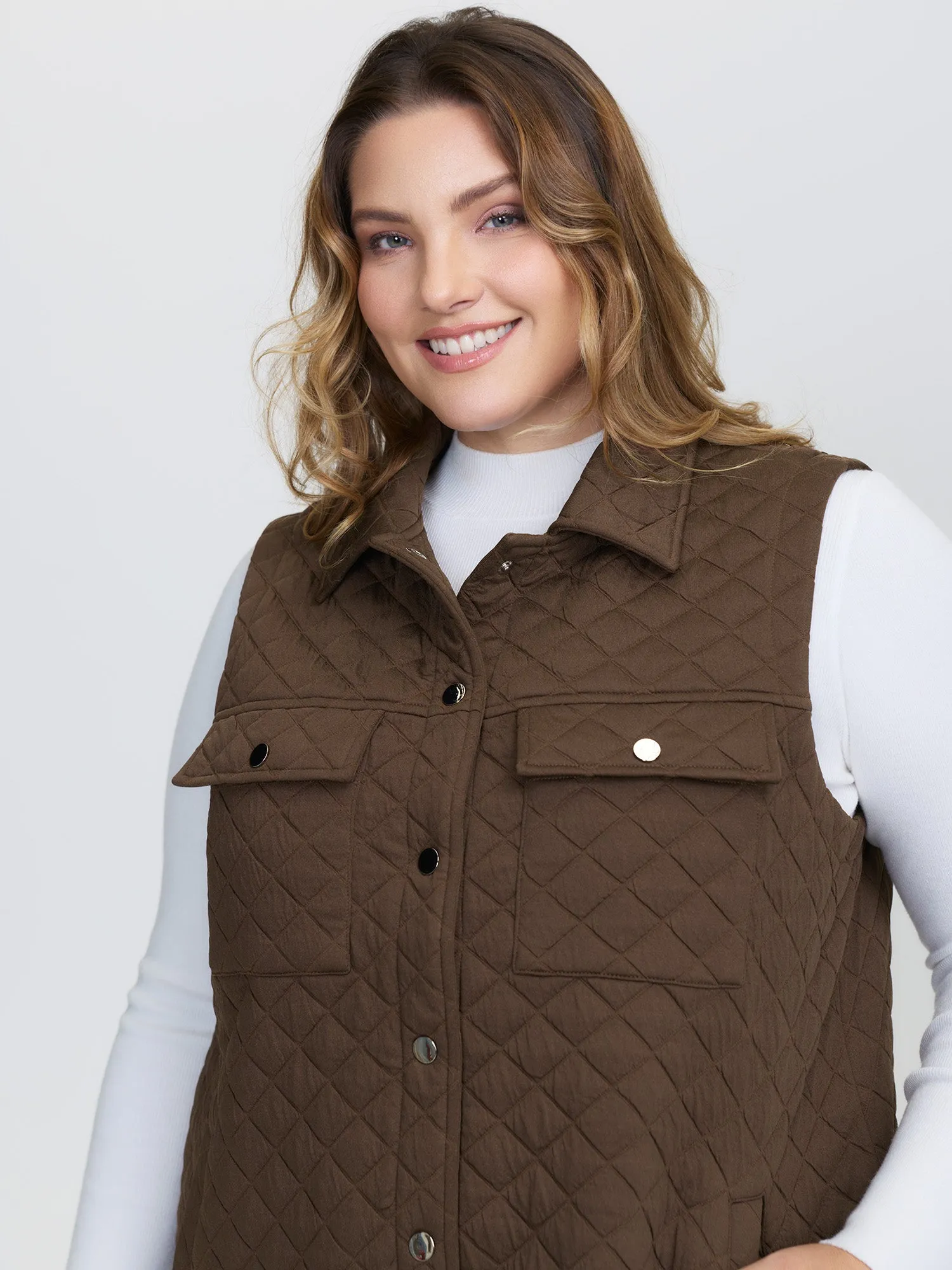 Quilted Chest Pockets Button Vest sold by Bloomchic product image thumbnail 3