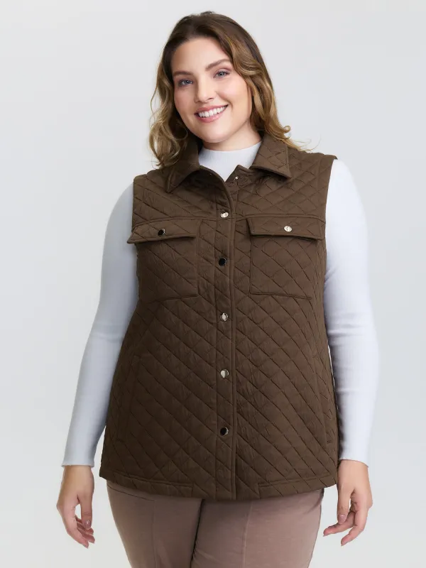 Quilted Chest Pockets Button Vest sold by Bloomchic