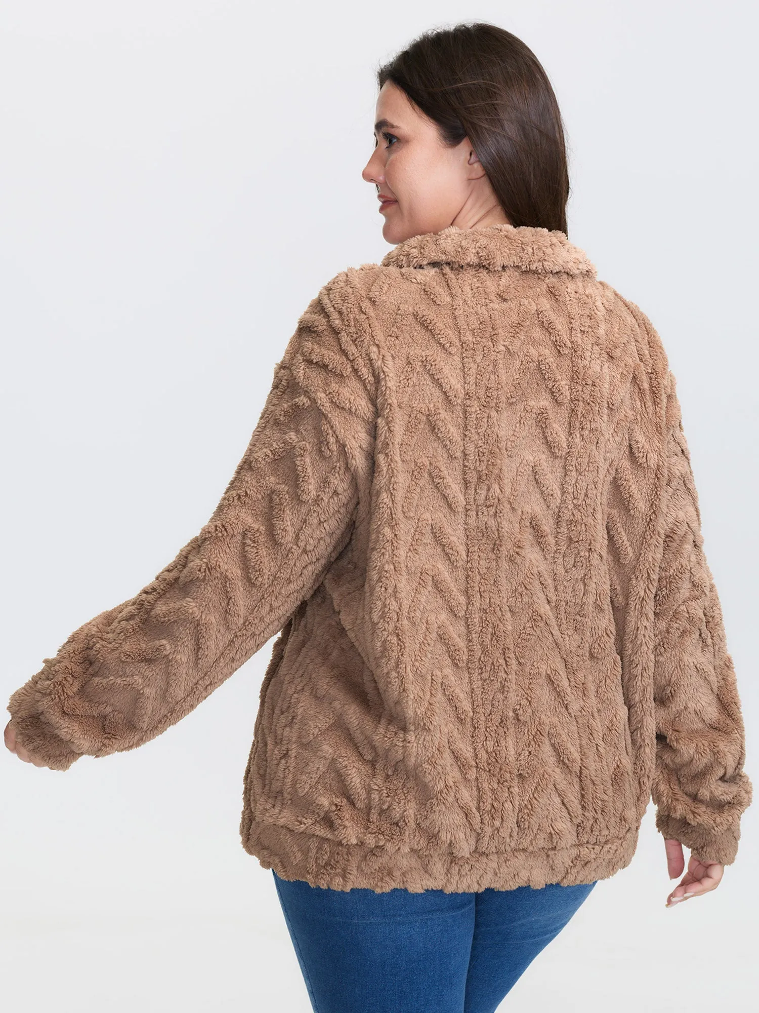 Textured Half-Zipper Drop Shoulder Sweatshirt sold by Bloomchic product image thumbnail 4