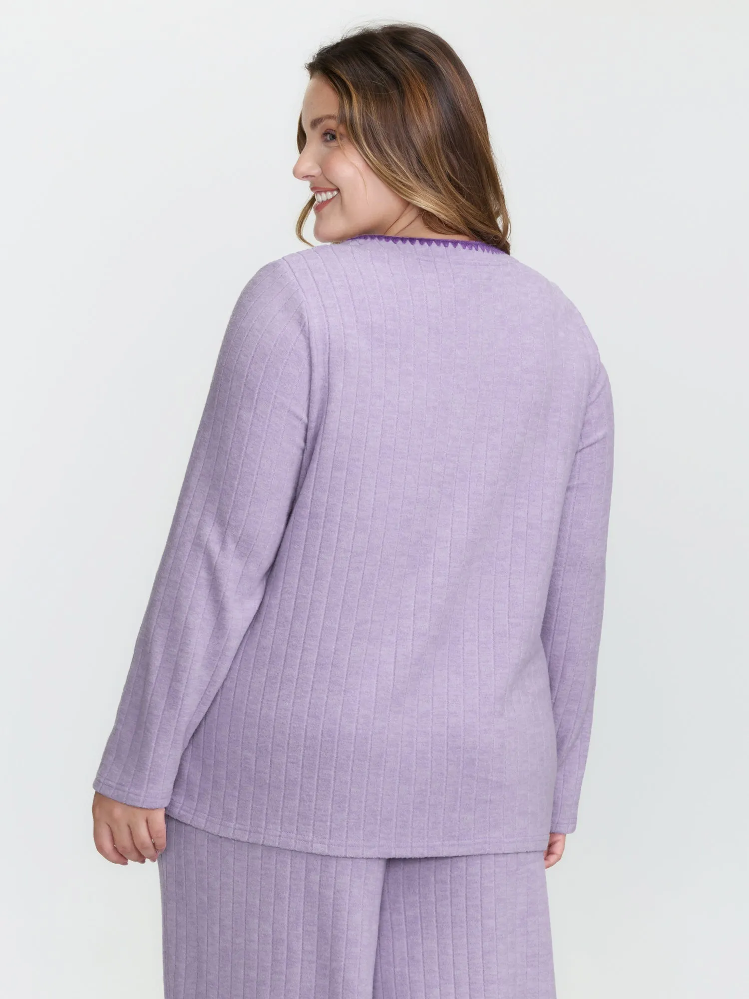 Pastel Hearts Brushed Ribbed Embroidered Lounge Top sold by Bloomchic product image thumbnail 4