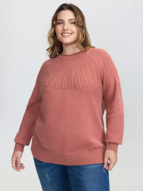 Supersoft Textured Ribbed Hem Drop Shoulder Pullover sold by Bloomchic