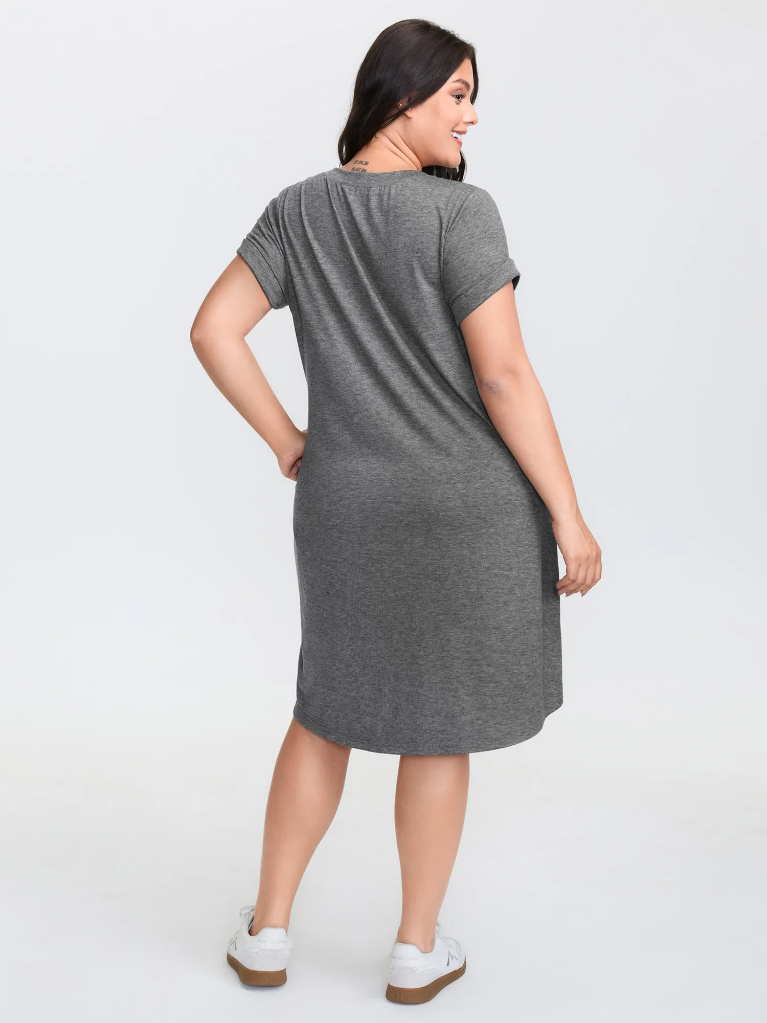 Supersoft Happy Cat Motif V-Neck Midi Dress sold by Bloomchic product image thumbnail 4