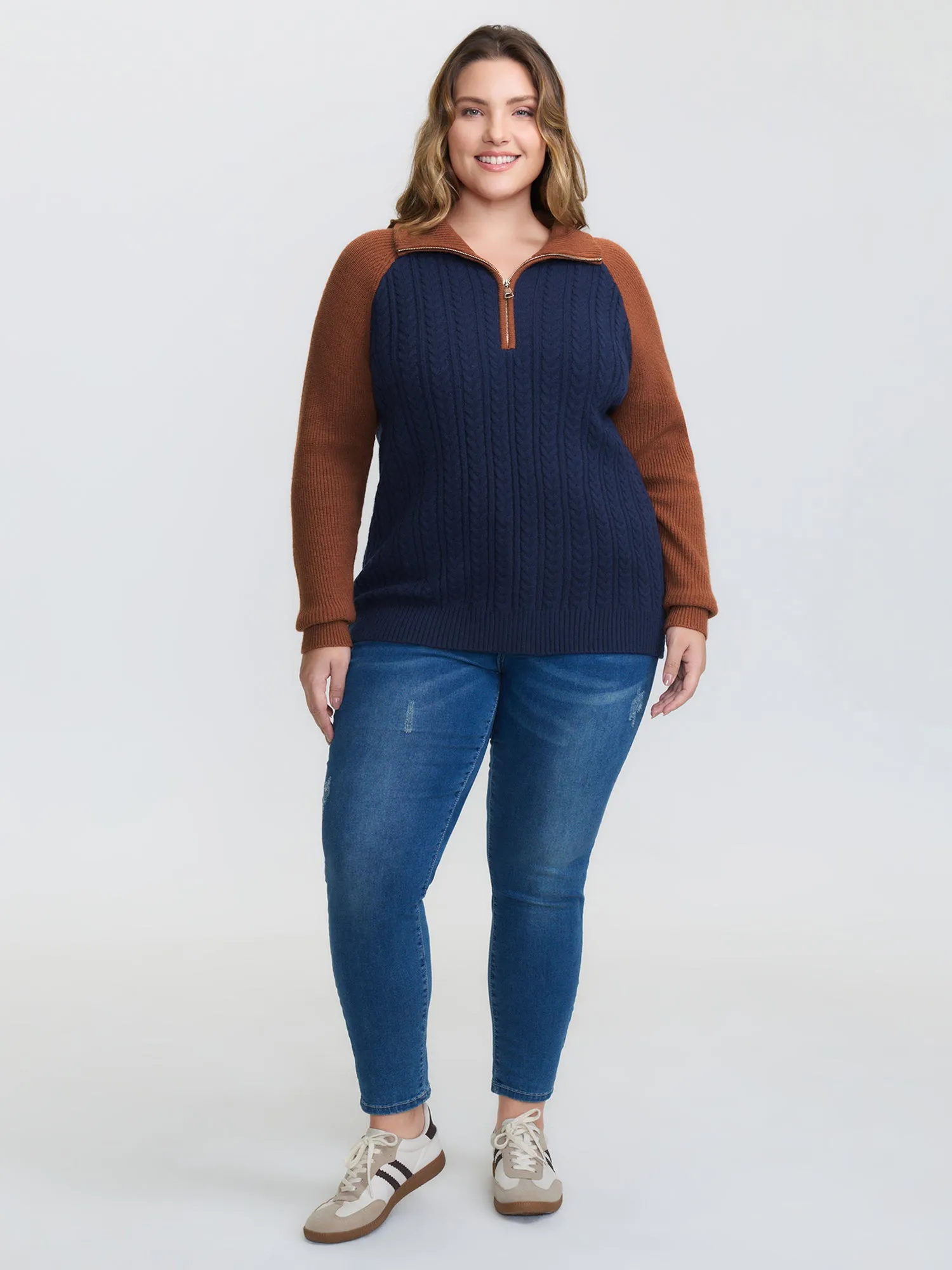 Supersoft Colorblock Half Zipper Pullover sold by Bloomchic product image thumbnail 2