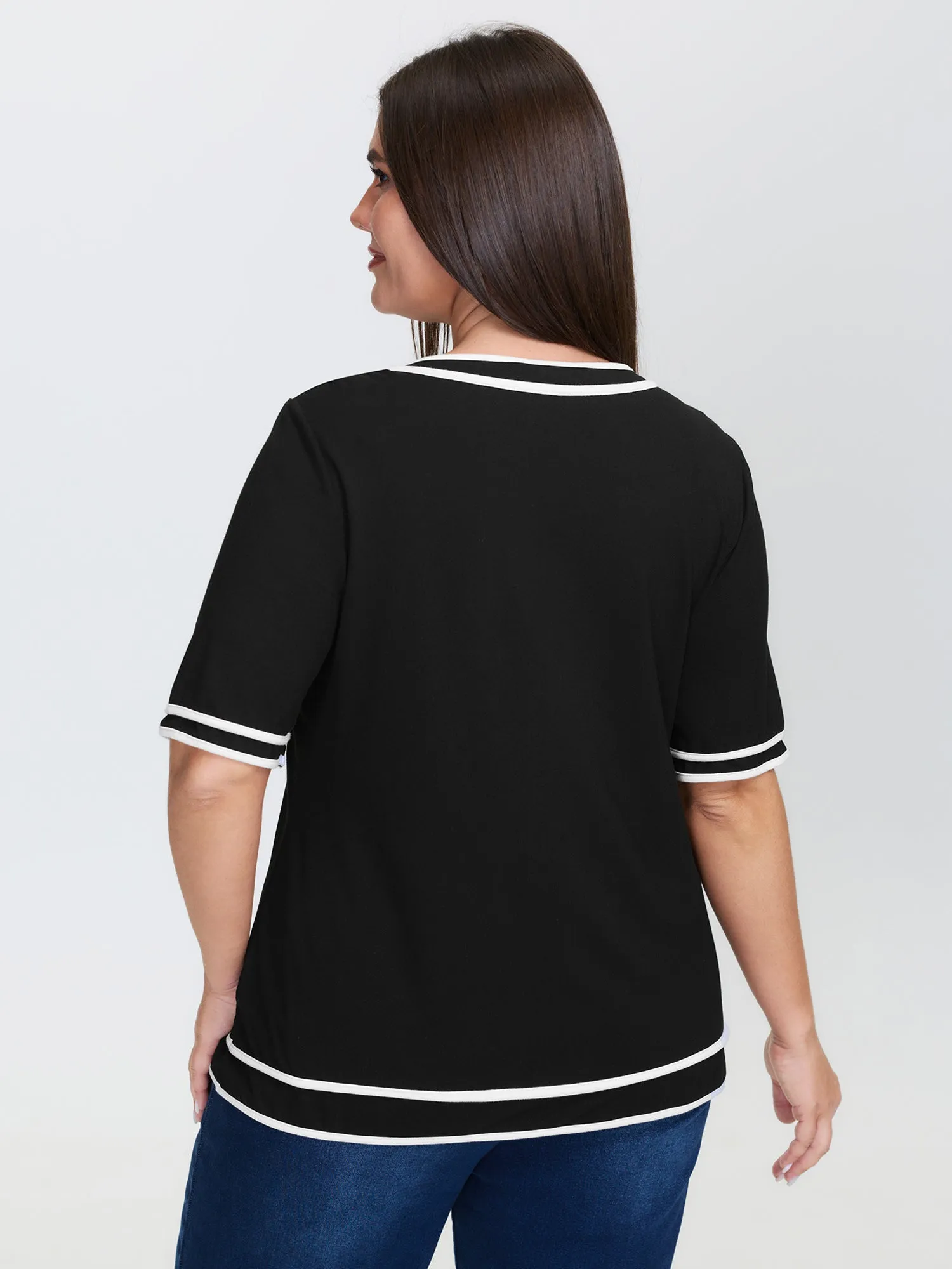 Supersoft Sailor Neck-Tie Contrast Knit Top sold by Bloomchic product image thumbnail 4