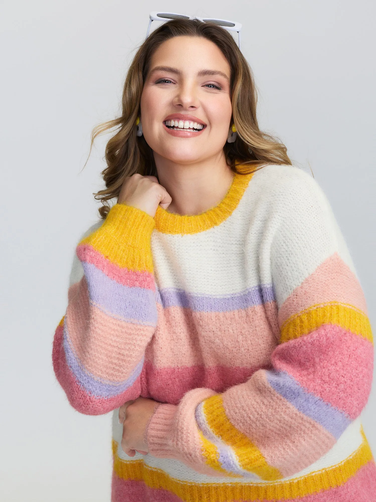 Colorblock Textured Ribbed Hem Pullover sold by Bloomchic product image thumbnail 3