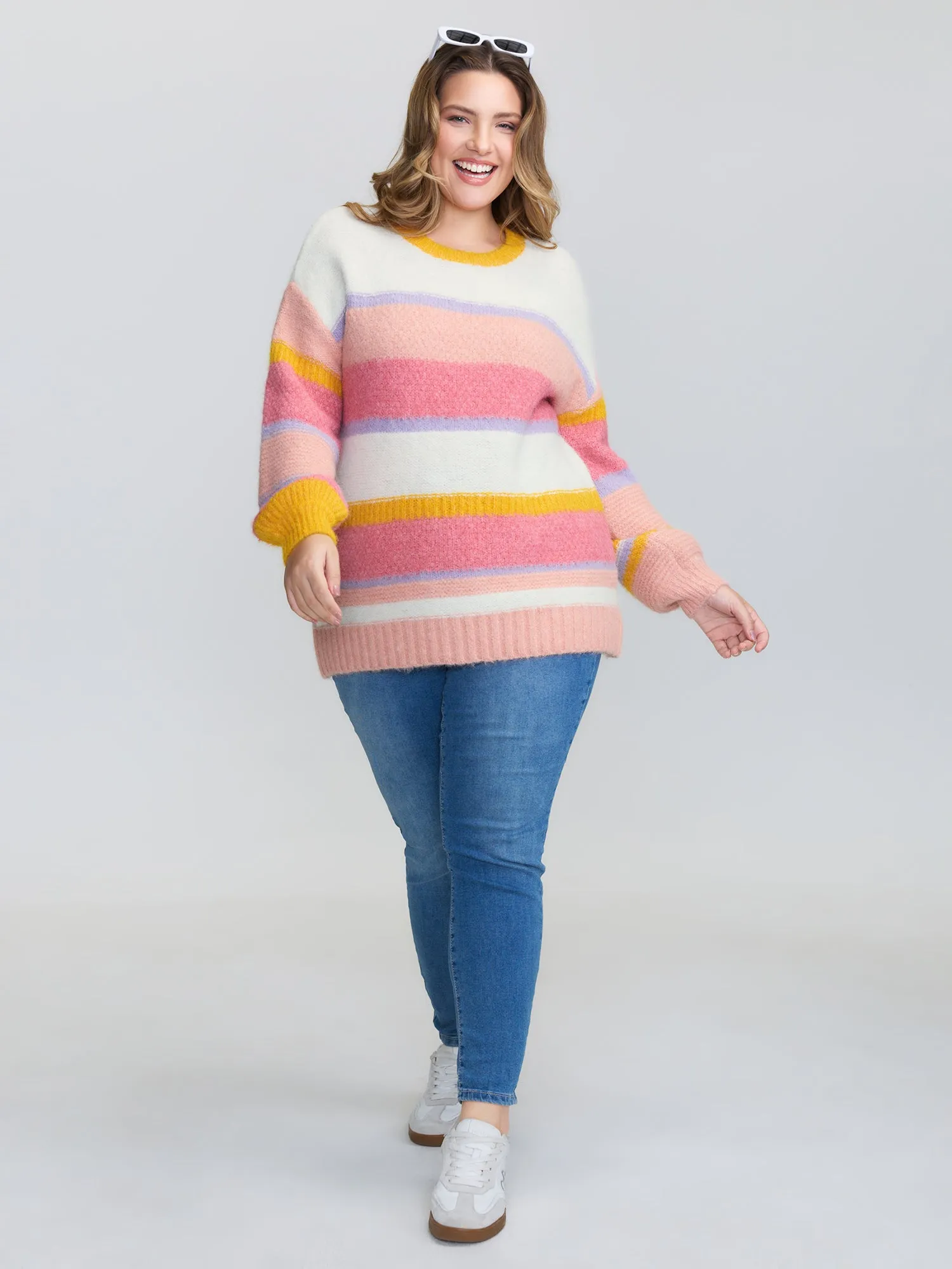 Colorblock Textured Ribbed Hem Pullover sold by Bloomchic product image thumbnail 2