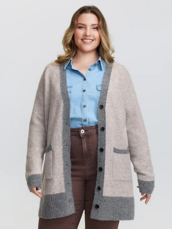 Color Contrast Buttons Pockets Knit Cardigan sold by Bloomchic