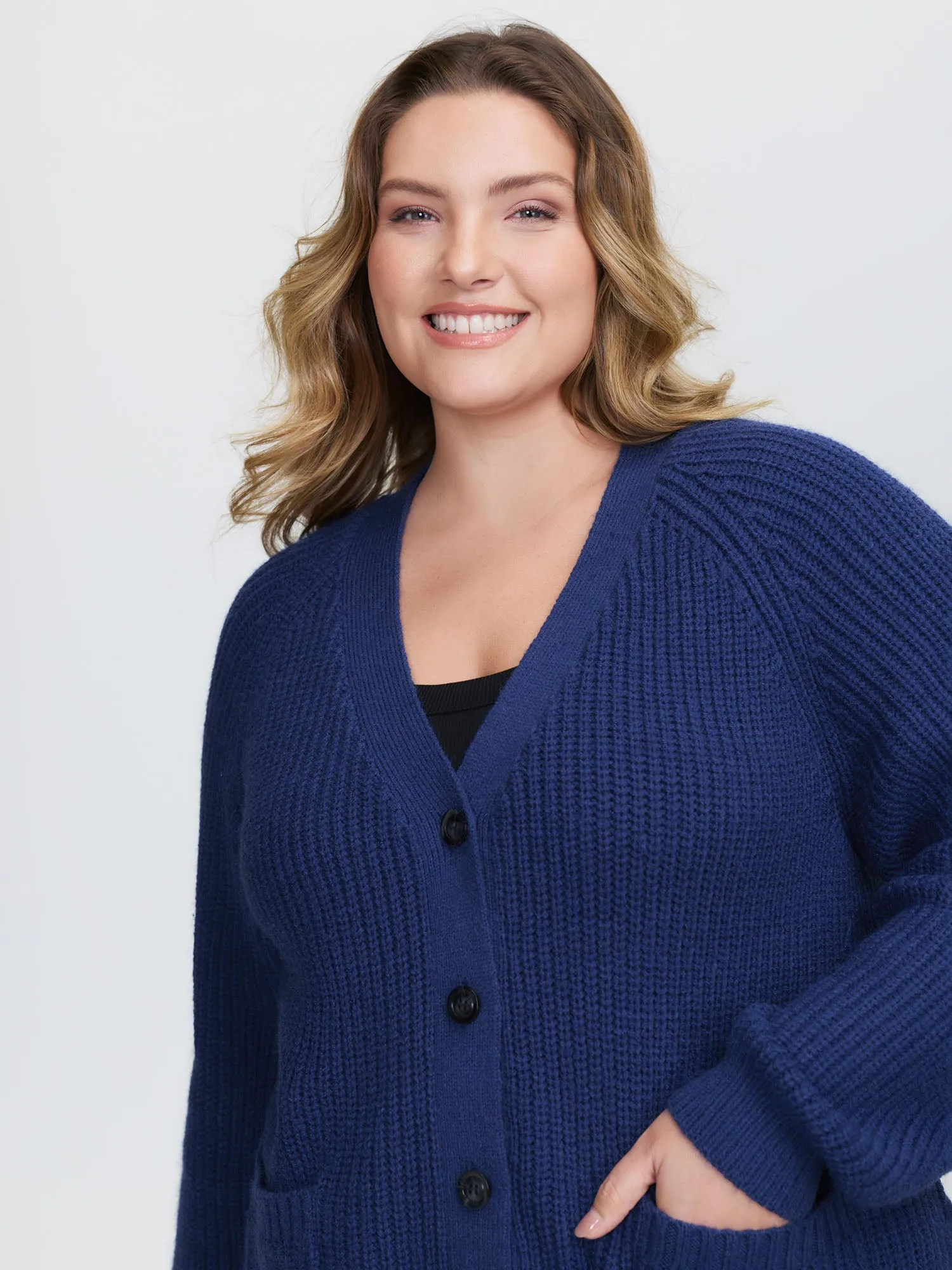 Textured V-Neck Button Knit Cardigan sold by Bloomchic product image thumbnail 2