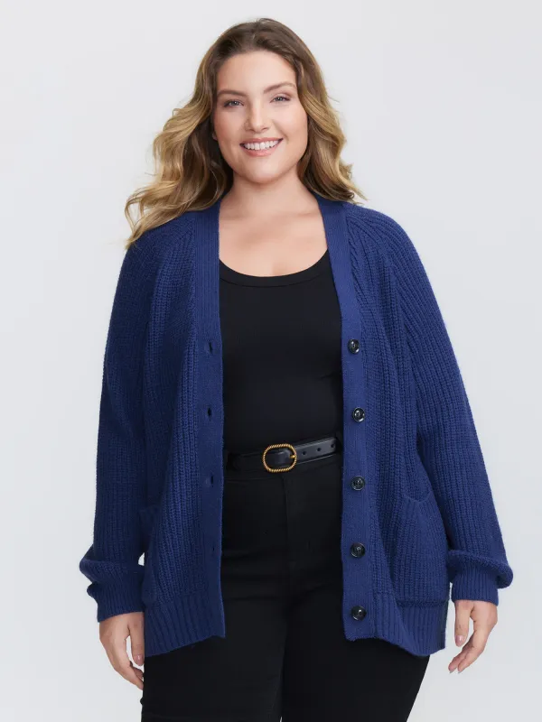 Textured V-Neck Button Knit Cardigan sold by Bloomchic