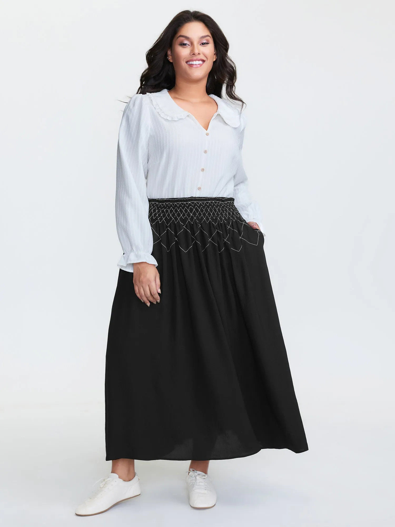 Crisscross Waistband Shirred Midi Dress sold by Bloomchic product image thumbnail 2