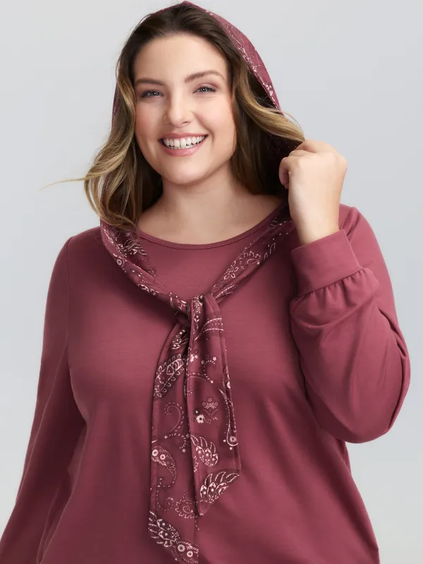 Paisley Hooded Scarf Contrast Hoodie sold by Bloomchic