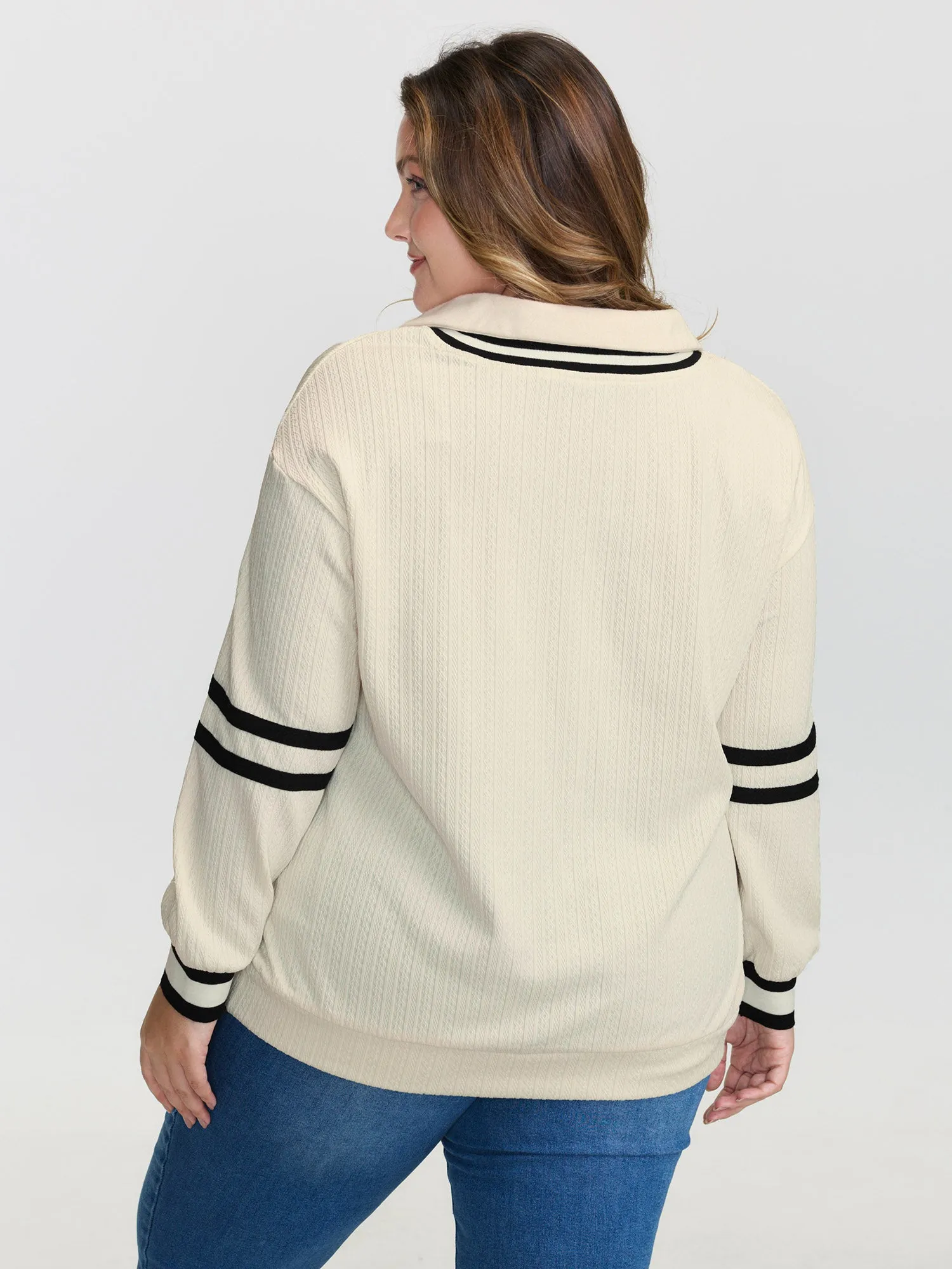 Colorblock Embroidery Zipper Sweatshirt sold by Bloomchic product image thumbnail 4