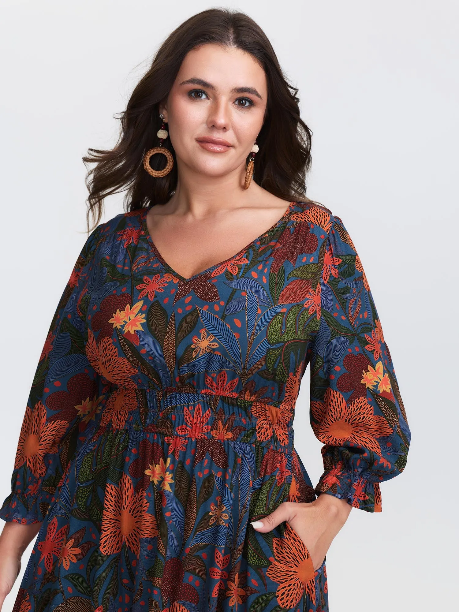 Colorful Floral Print Waistband Maxi Dress sold by Bloomchic product image thumbnail 4