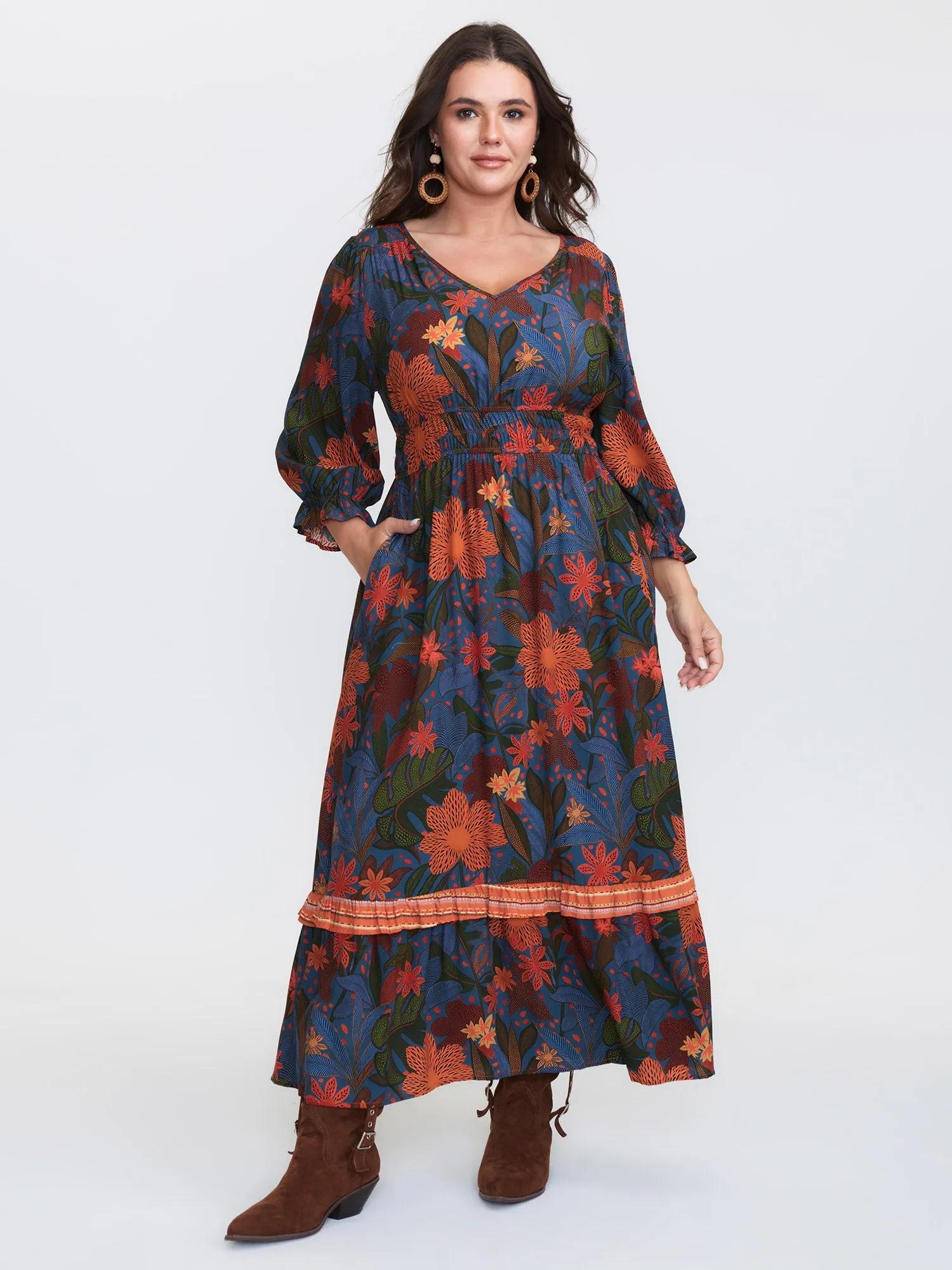 Colorful Floral Print Waistband Maxi Dress sold by Bloomchic product image thumbnail 3