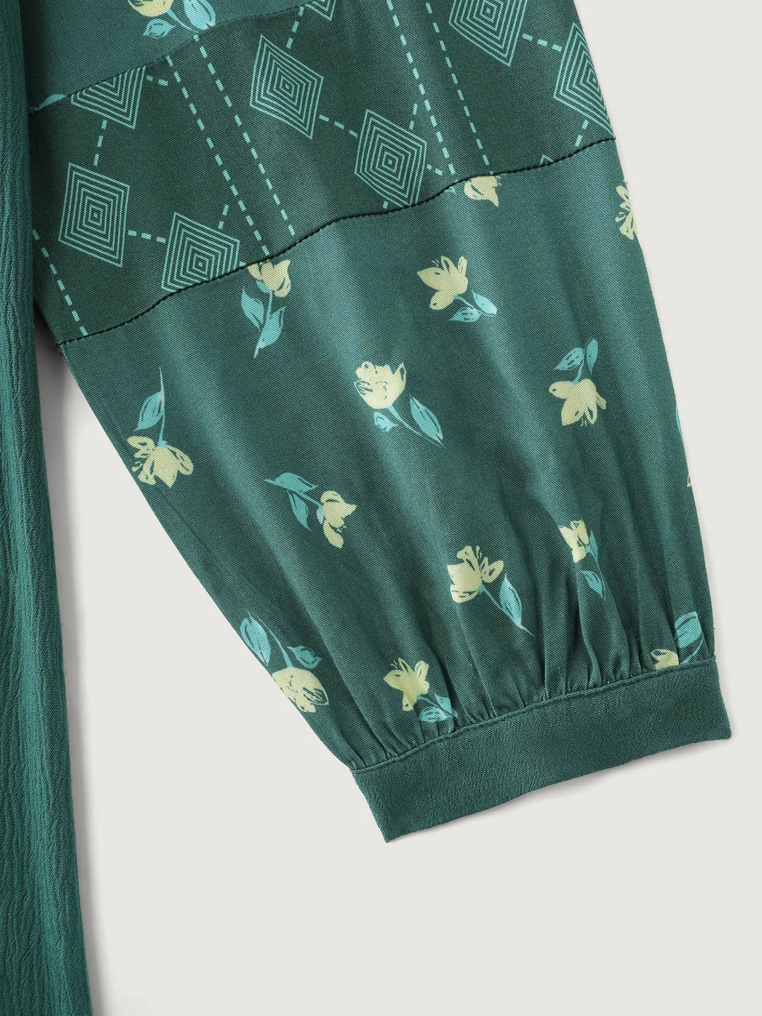 Floral Print Contrast Drawstring Midi Dress sold by Bloomchic product image thumbnail 5