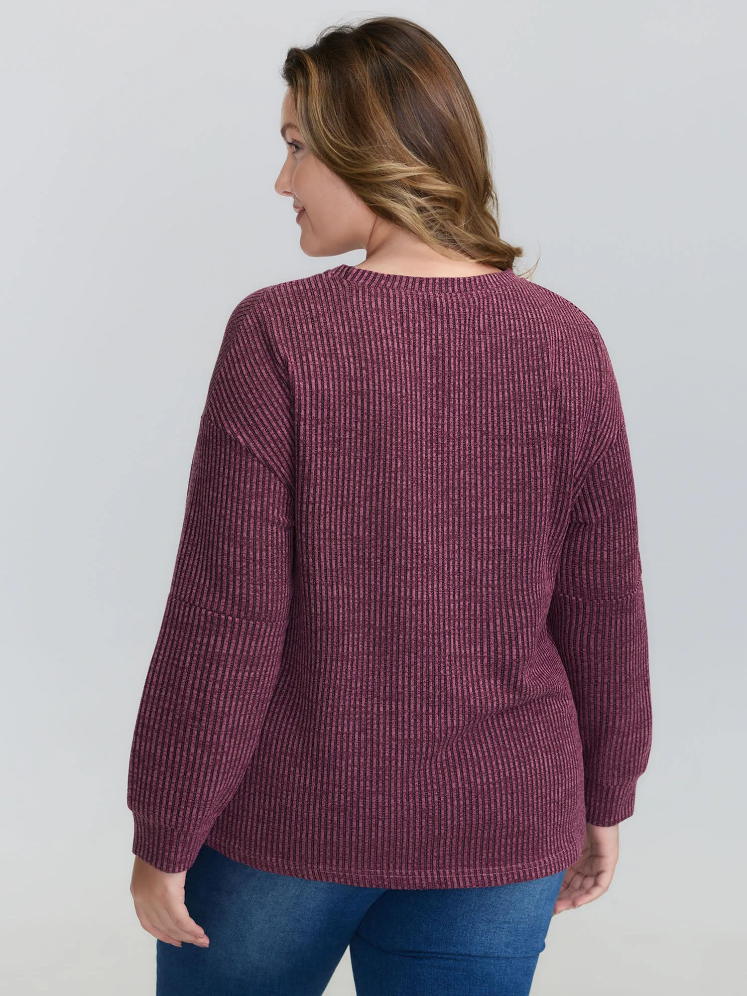 Textured Round Neck Drop Shoulder T-Shirt sold by Bloomchic product image thumbnail 4