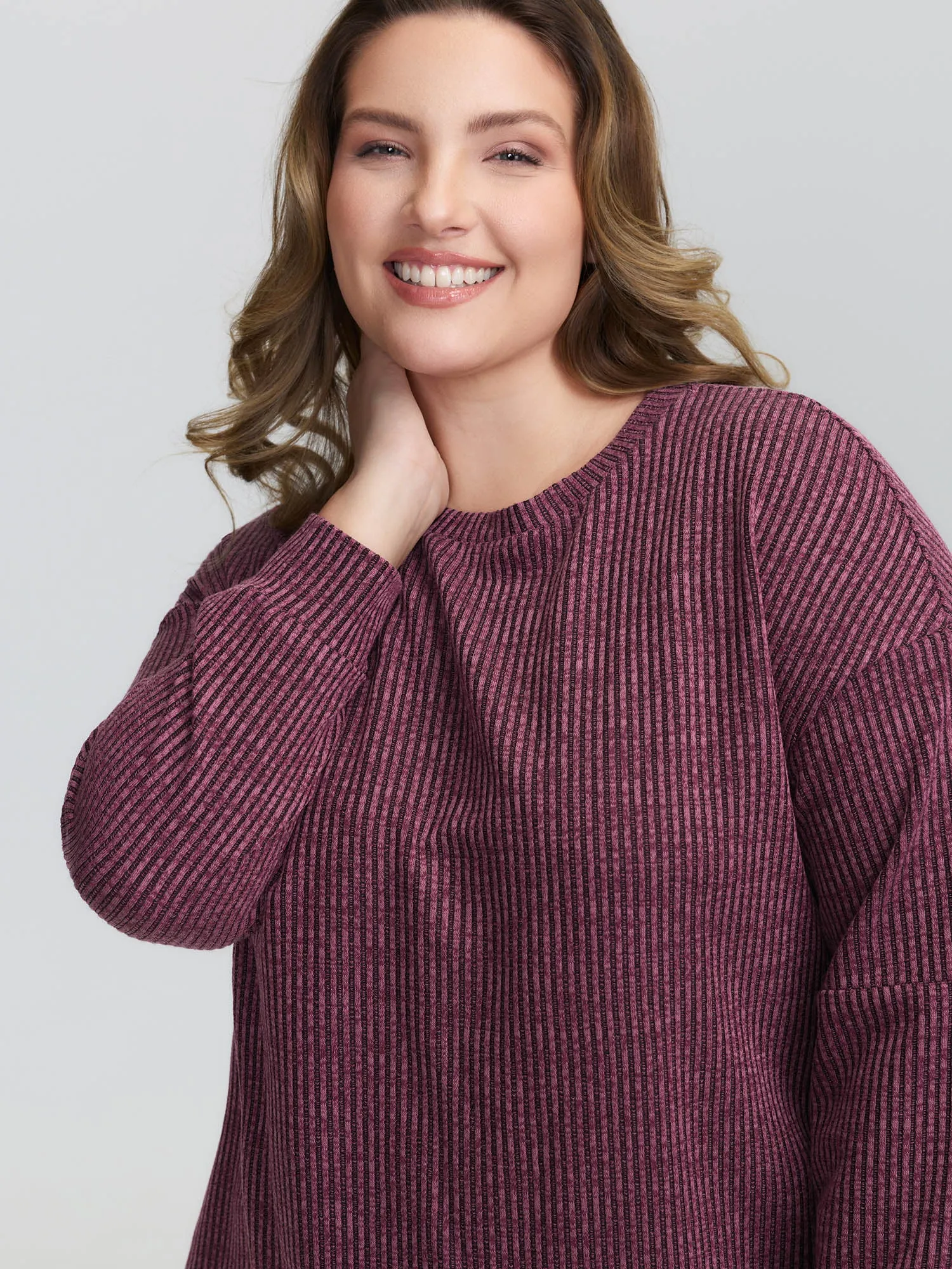 Textured Round Neck Drop Shoulder T-Shirt sold by Bloomchic product image thumbnail 3